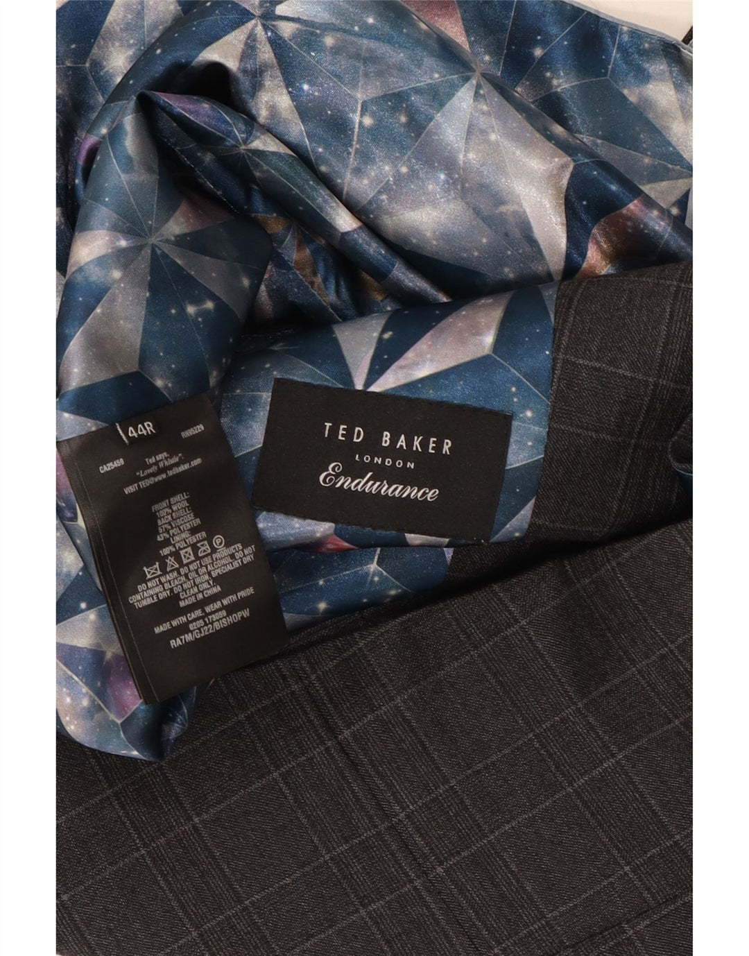 Colete masculino TED BAKER UK 44 2XL lã xadrez cinza
