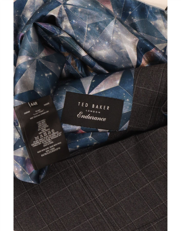 Colete masculino TED BAKER UK 44 2XL lã xadrez cinza