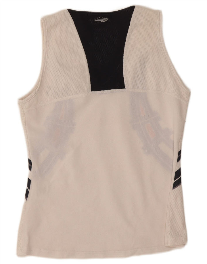 Asics Womens Graphic Vest Top UK 10 Pequeno Poliéster Branco