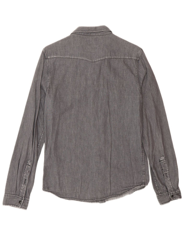 Lee Mens Western Denim Shirt Small Grey Cotton