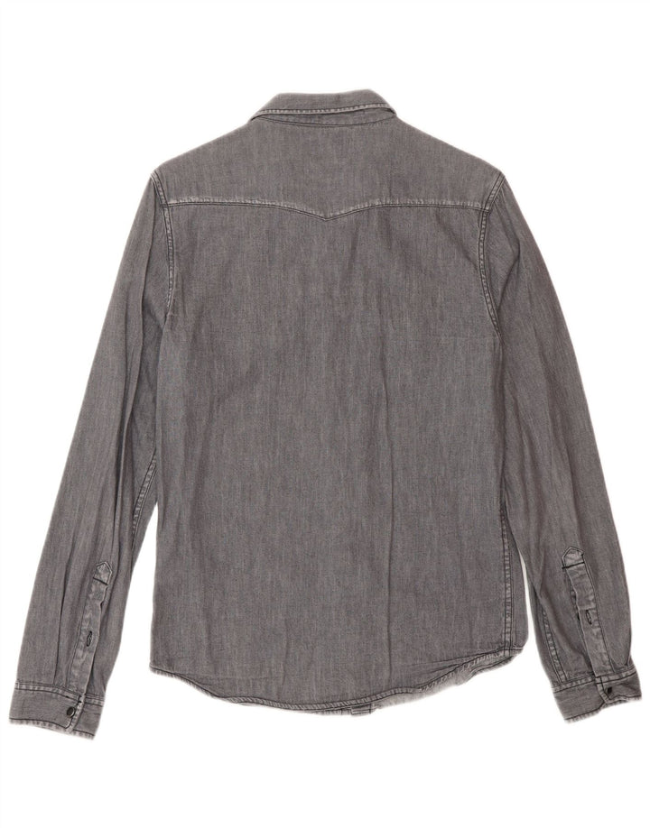 Camisa jeans masculina Lee Western pequena de algodão cinza