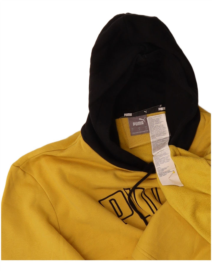 Suéter com capuz gráfico masculino PUMA grande algodão colorido amarelo