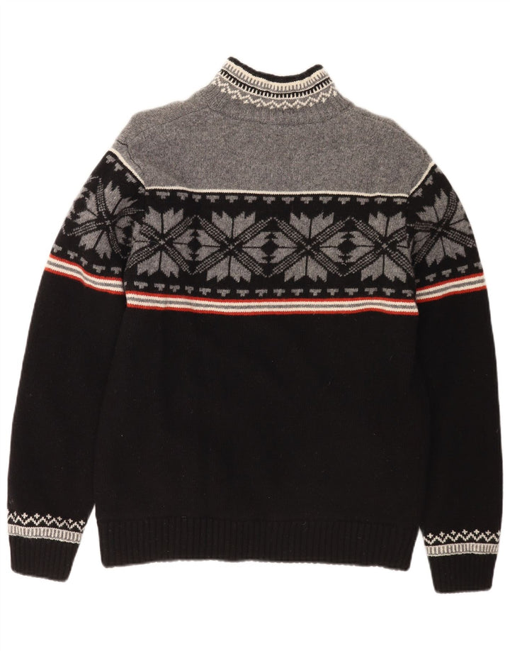 Suéter masculino Ragman com zíper e gola alta, grande, preto, Fair Isle Lambswool