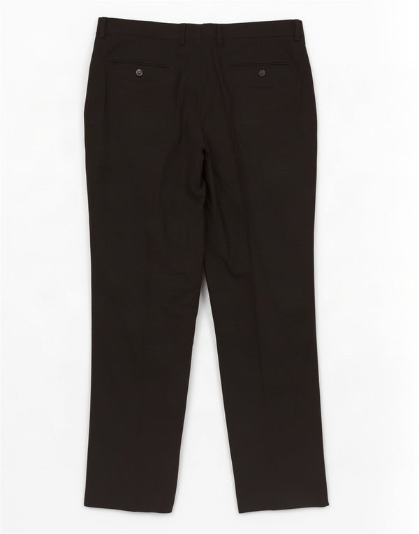 Calça feminina Zara de terno reto EU 40 médio W31 L29 poliéster preto