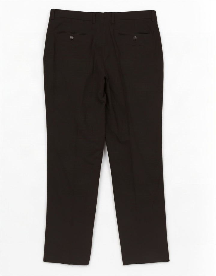 Calça feminina Zara de terno reto EU 40 médio W31 L29 poliéster preto