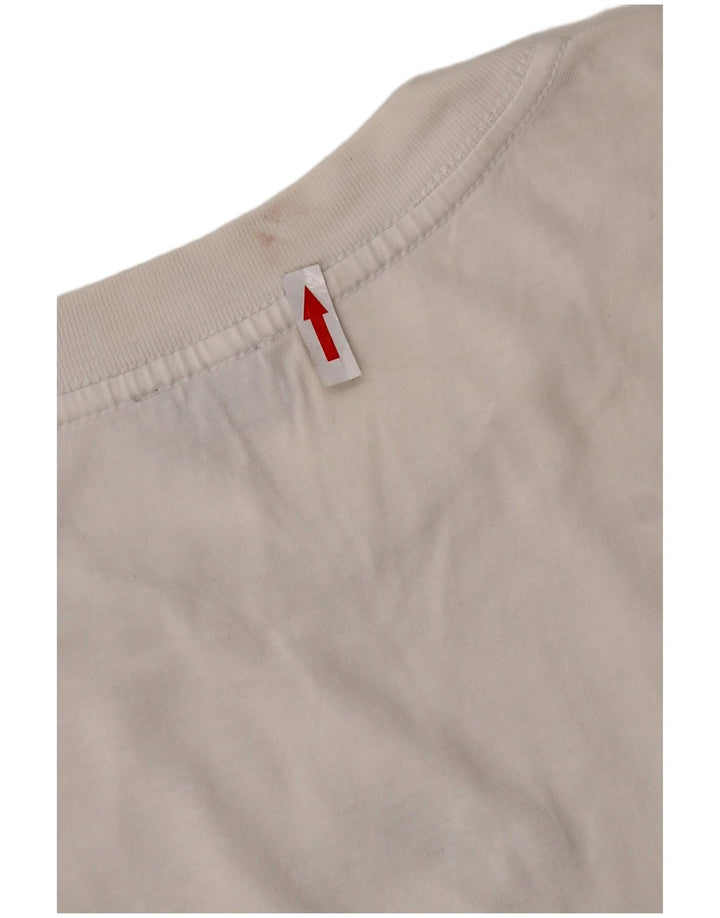 DIESEL Camiseta masculina gráfica Top médio algodão branco