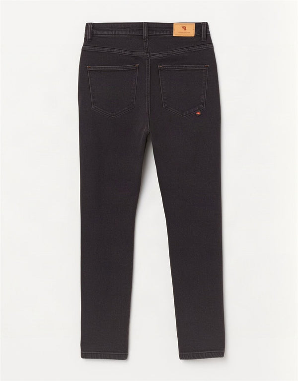 Calça jeans feminina vintage cintura alta W32 L30 algodão preto