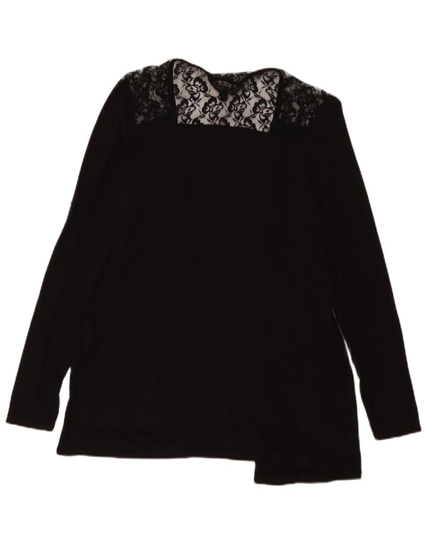 Suéter cardigã aberto feminino Lipsy Reino Unido 14 viscose floral preta média