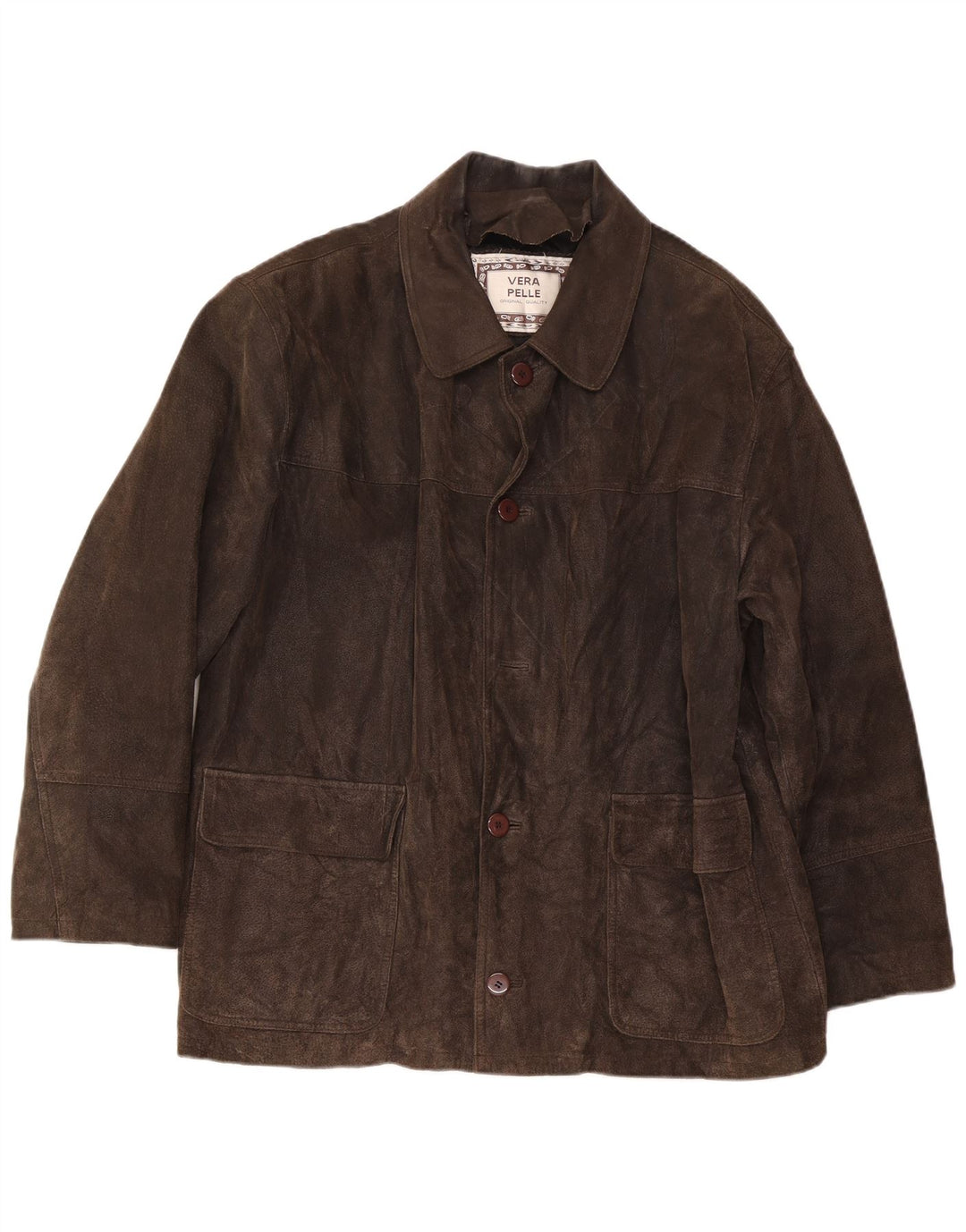 Jaqueta masculina vintage de camurça IT 54 2XL couro marrom