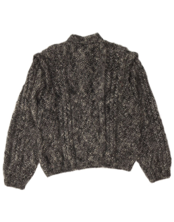 Suéter cardigã feminino VINTAGE Reino Unido 16 grande cinza