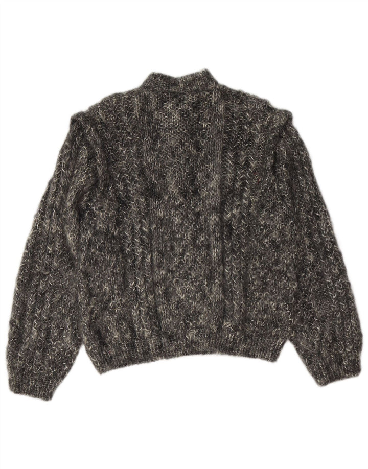 Suéter cardigã feminino VINTAGE Reino Unido 16 grande cinza