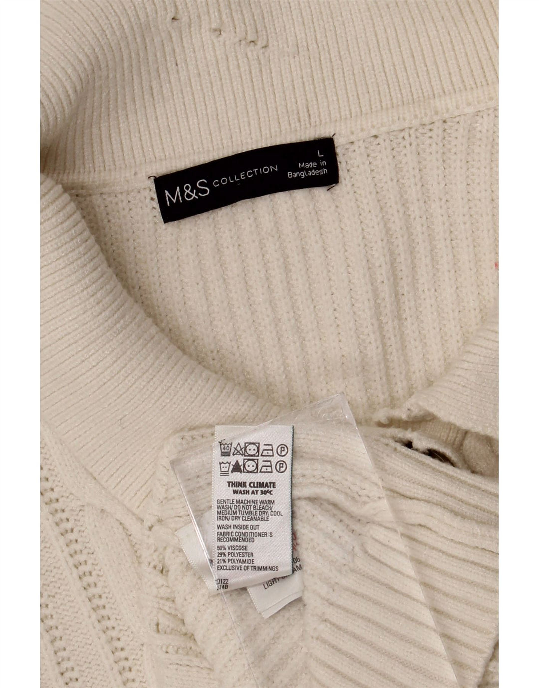Suéter cardigã feminino Marks & Spencer UK 16 grande viscose branca