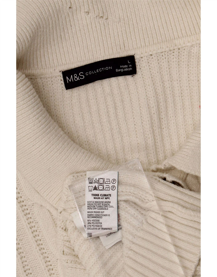Suéter cardigã feminino Marks & Spencer UK 16 grande viscose branca
