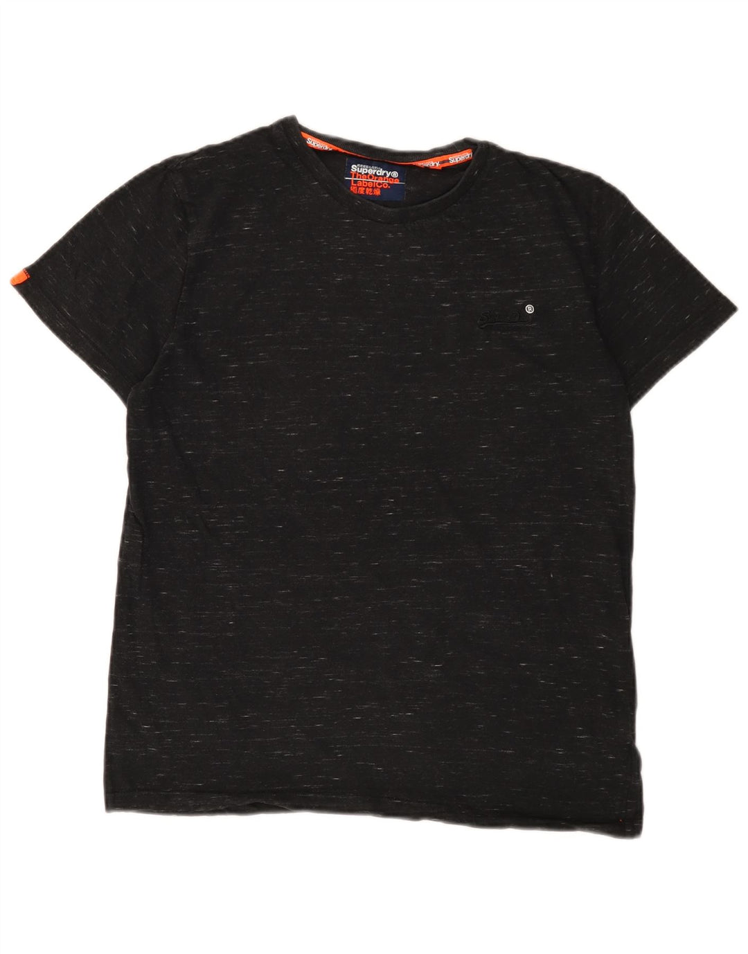 Camiseta masculina SUPERDRY top médio preto manchado de algodão
