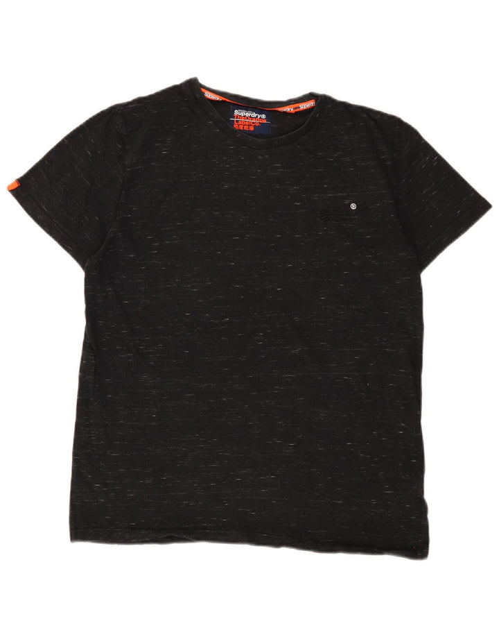 Camiseta masculina SUPERDRY top médio preto manchado de algodão