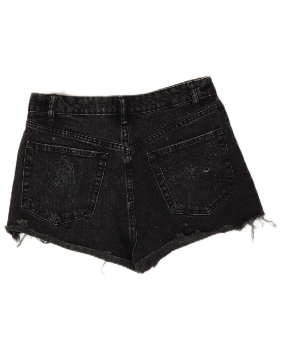 Zara Shorts jeans feminino desgastado EU 36 XS W26 preto