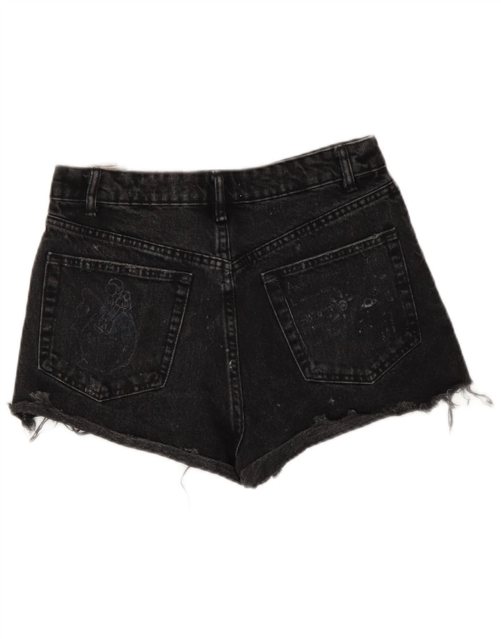 Zara Shorts jeans feminino desgastado EU 36 XS W26 preto