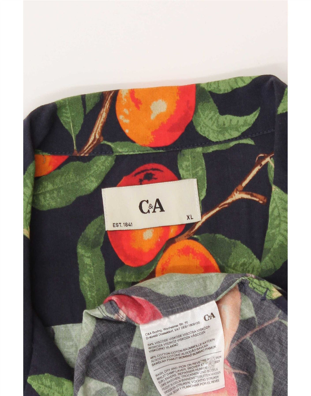 Camisa masculina de manga curta com padrão abstrato C&A XL azul marinho viscose