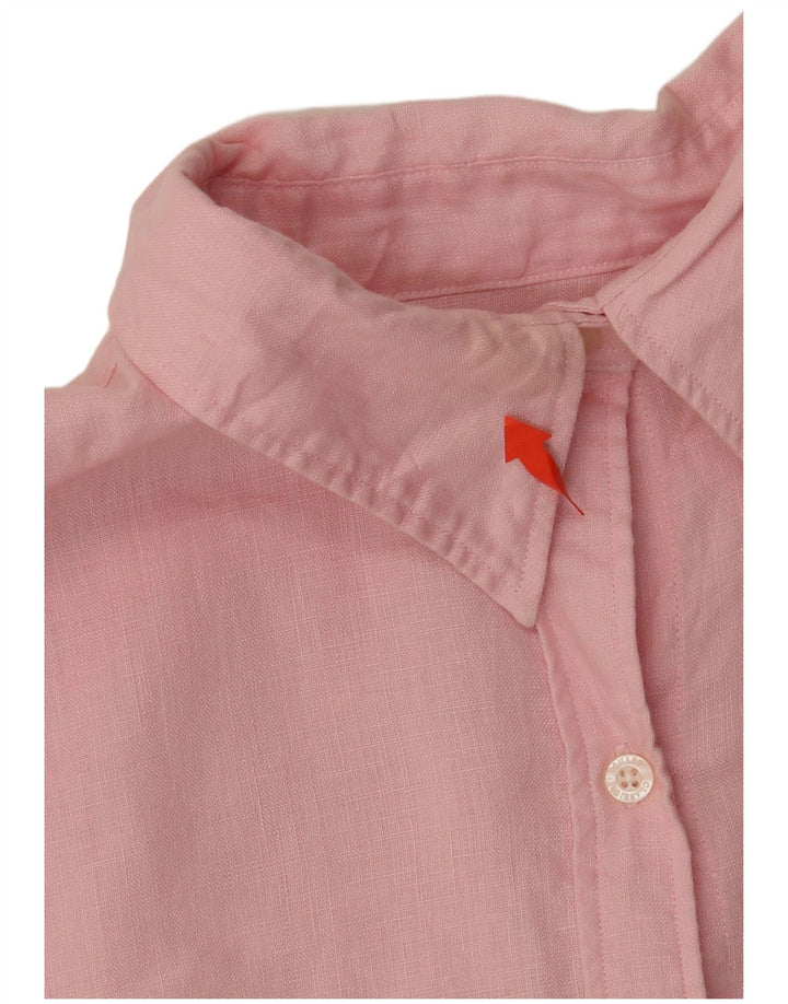 Camisa feminina clássica solta CHAPS Reino Unido 18 XL linho rosa
