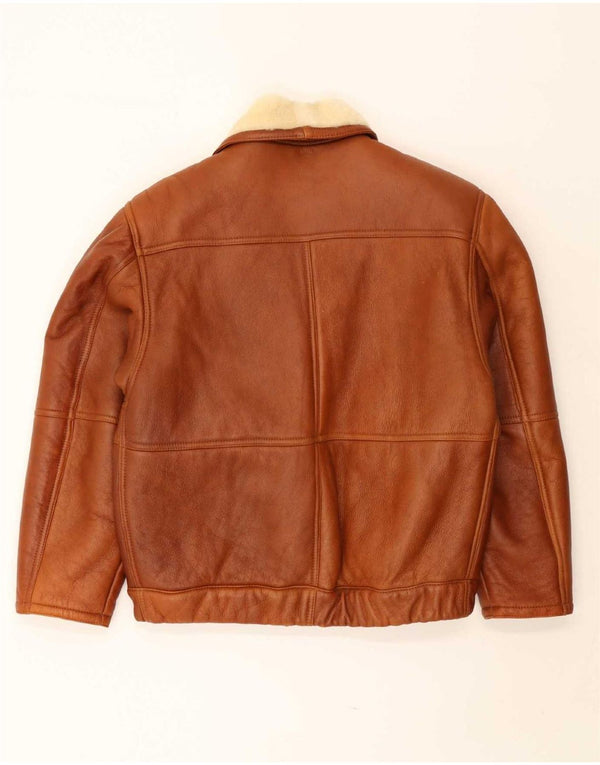 Jaqueta masculina vintage de shearling UK 40 grande marrom shearling