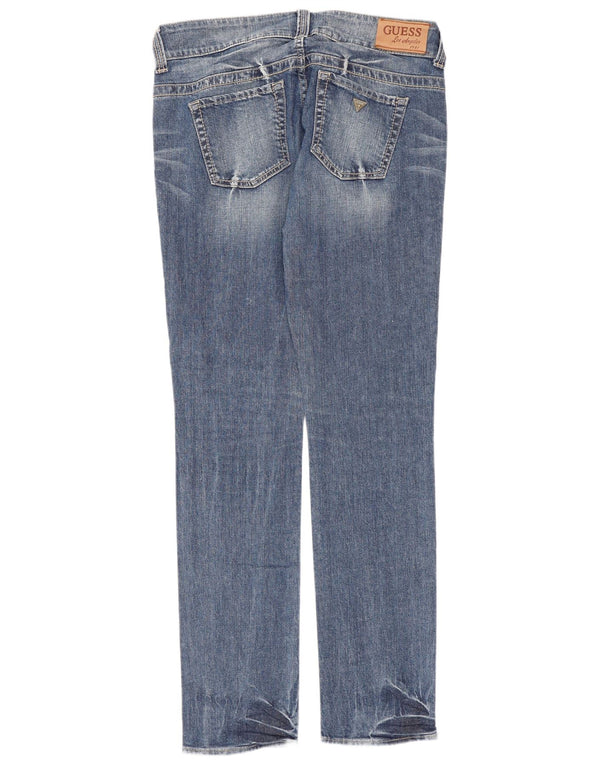 Guess Mens Stretch Slim Jeans W33 L32 Azul Algodão