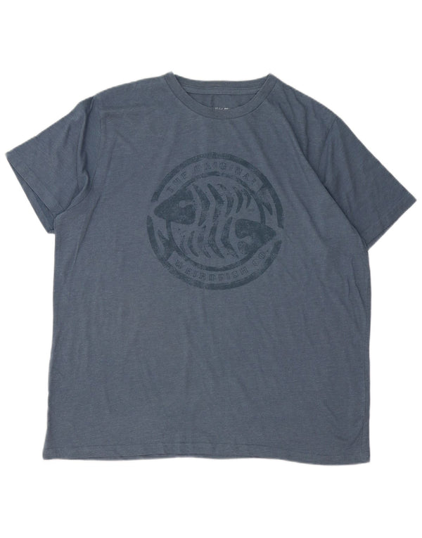 Camiseta gráfica masculina Weird Fish Top XL algodão azul