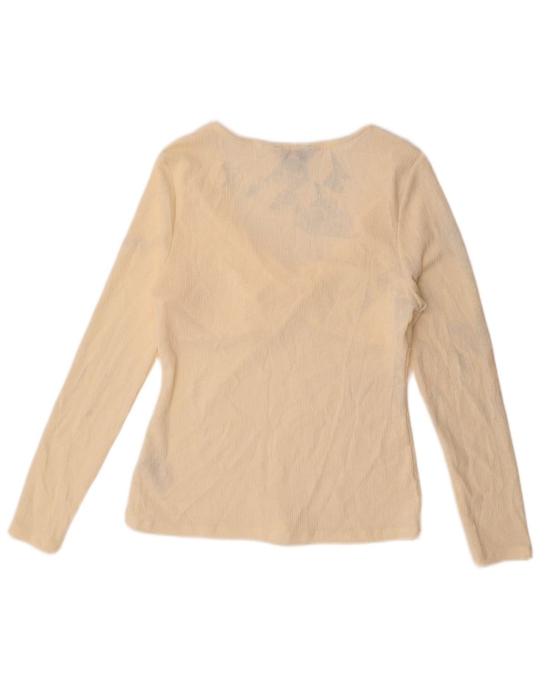Blusa feminina de manga comprida Marks & Spencer UK 14 poliéster bege médio