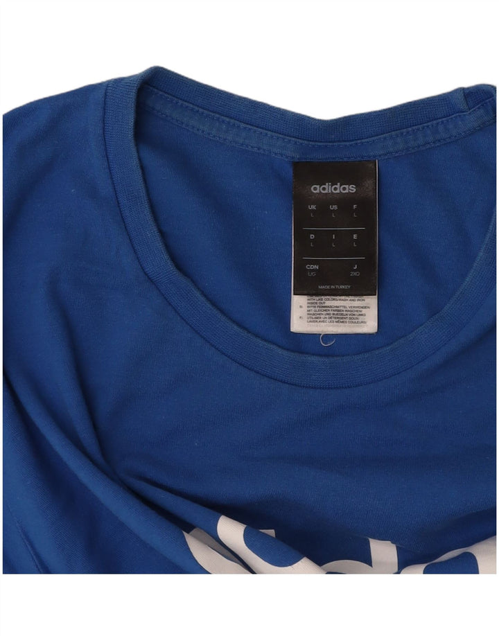 ADIDAS Mens Graphic T-Shirt Top Grande Algodão Azul