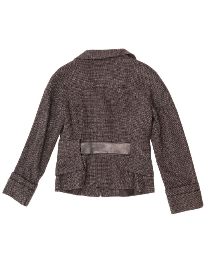 Jaqueta blazer feminina Zara com 2 botões Reino Unido 12 espinha de peixe cinza médio