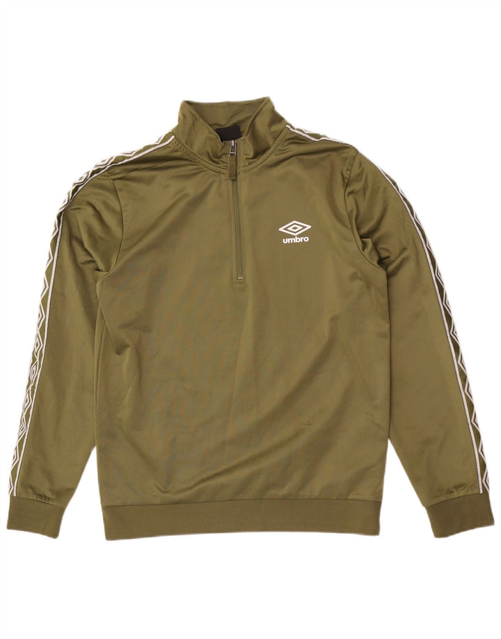 Moletom masculino Umbro com zíper e gola em poliéster pequeno cáqui