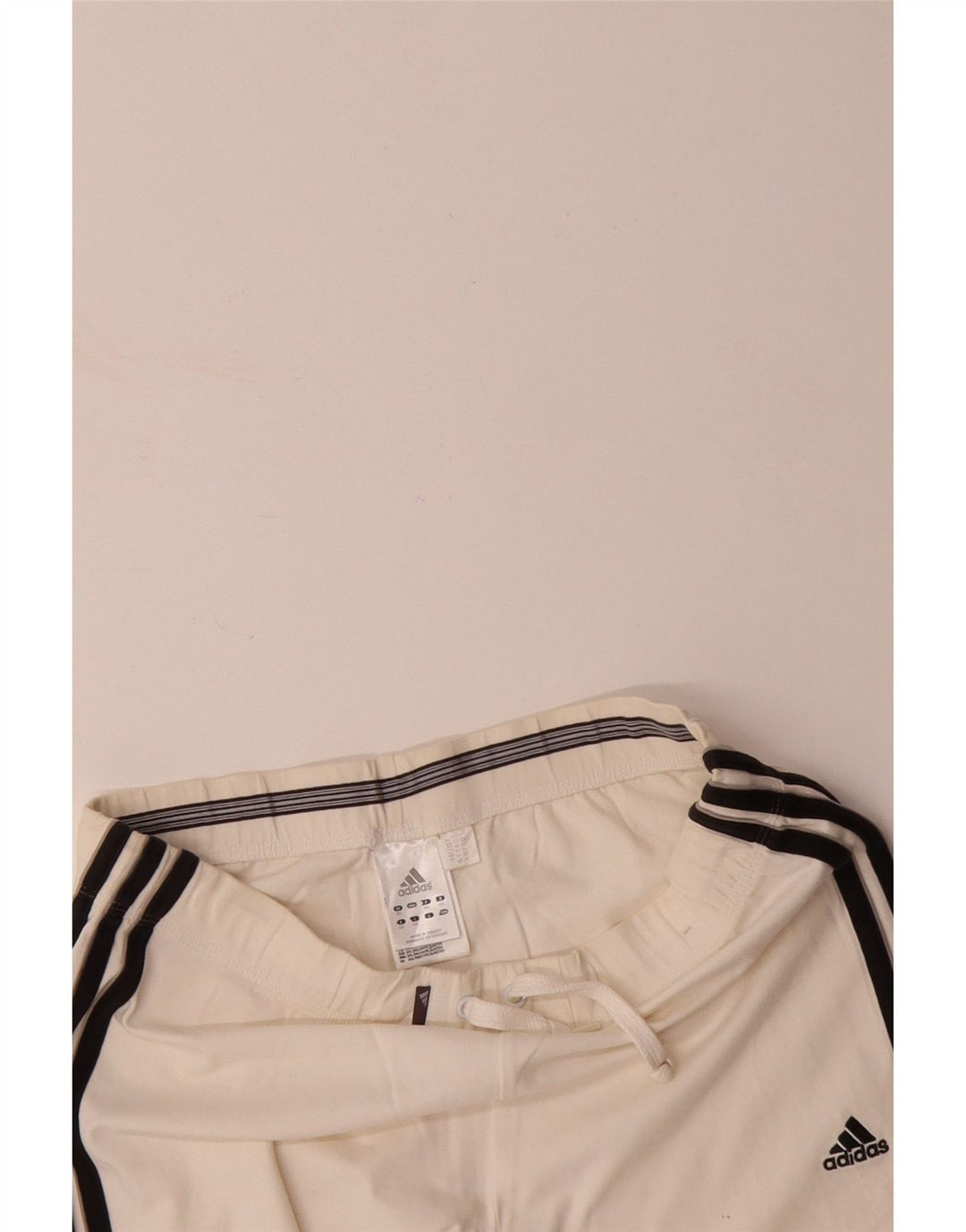 Calças de treino femininas ADIDAS UK 12 médio off white algodão