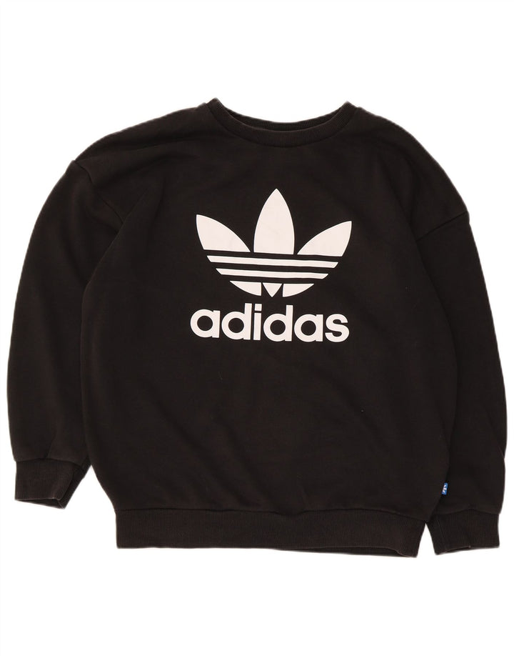 Adidas feminino gráfico oversized moletom jumper reino unido 12 médio preto algodão