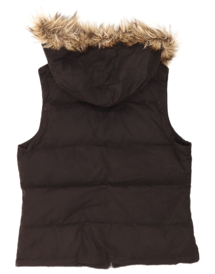 Colete acolchoado com capuz feminino MINT VELVET UK 12 poliéster preto médio
