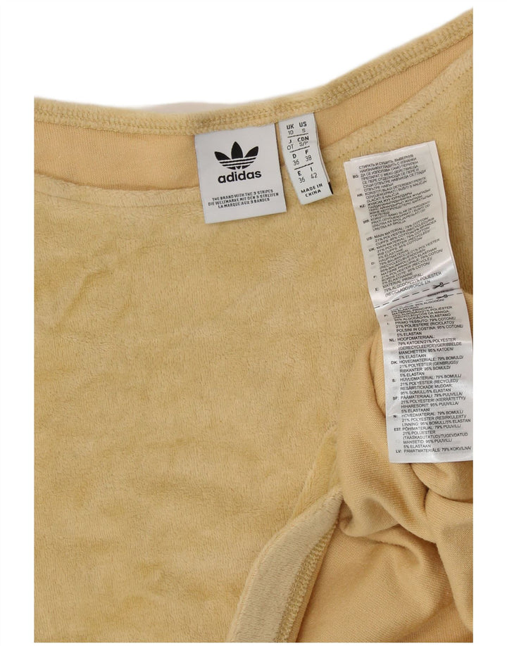 ADIDAS Mulheres Crop Oversized Fora Do Ombro Top UK 10 Pequeno Algodão Amarelo