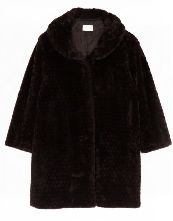 Sobretudo feminino Libra de pele sintética UK 18 XL preto modacryl