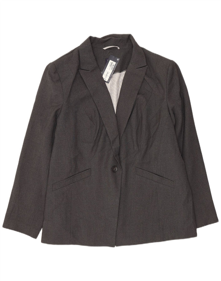 Jaqueta blazer feminina Marks & Spencer com 1 botão Reino Unido 24 4XL cinza poliéster