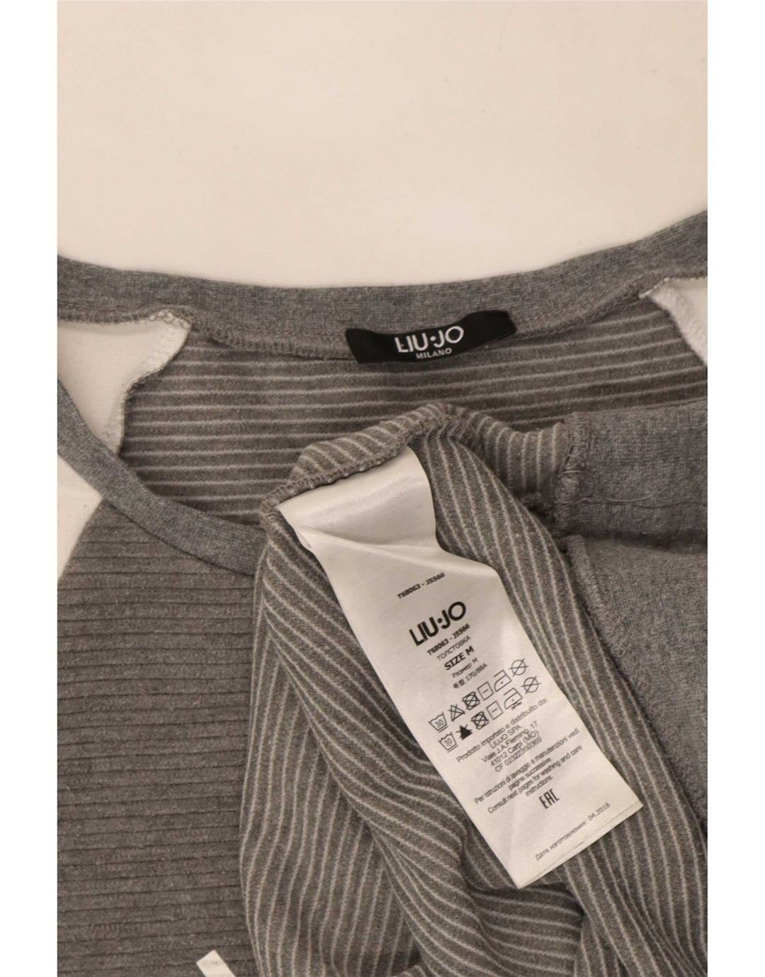 Liu Jo moletom gráfico feminino jumper UK 14 bloco colorido cinza médio