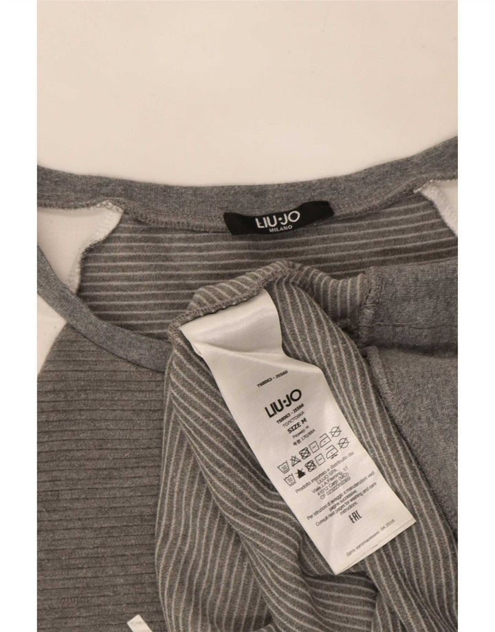Liu Jo moletom gráfico feminino jumper UK 14 bloco colorido cinza médio