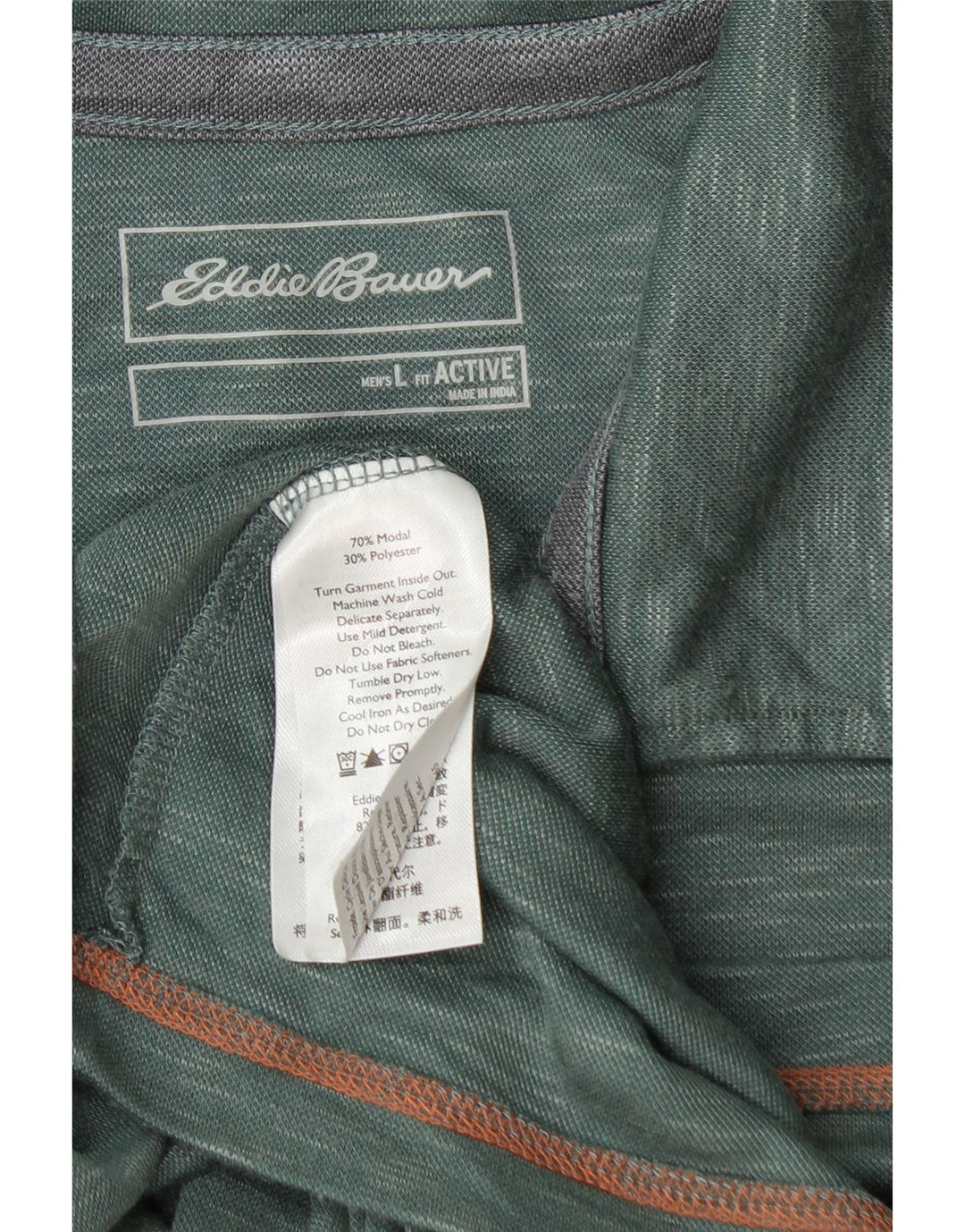 Camisa polo masculina EDDIE BAUER grande verde manchado modal