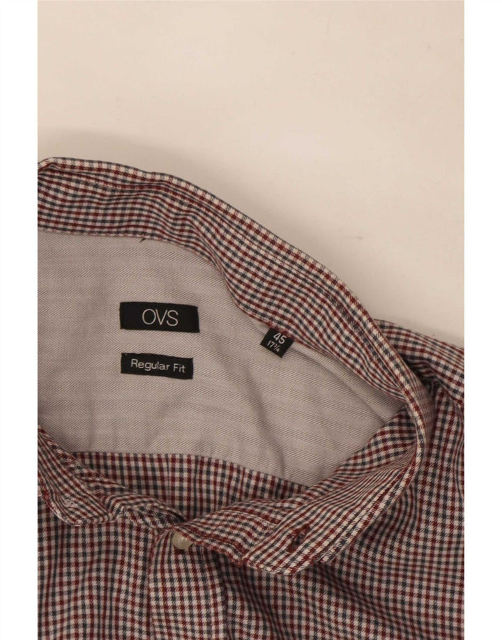 Camisa masculina OVS de ajuste regular tamanho 45 17 3/4 XL algodão guingão multicolorido