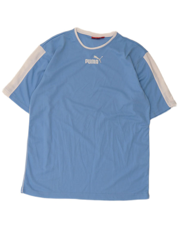Camiseta masculina Puma Top médio azul colorblock poliéster