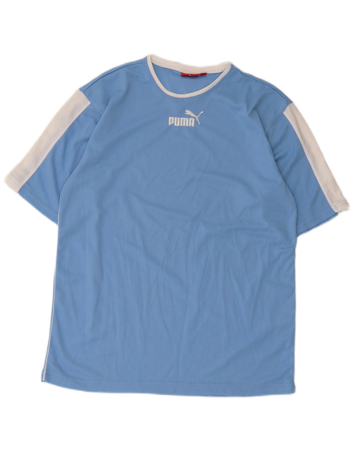 Camiseta masculina Puma Top médio azul colorblock poliéster