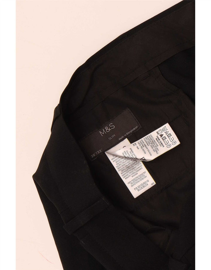 Calça Chino Slim Masculina Marks & Spencer W38 L33 Poliéster Preto