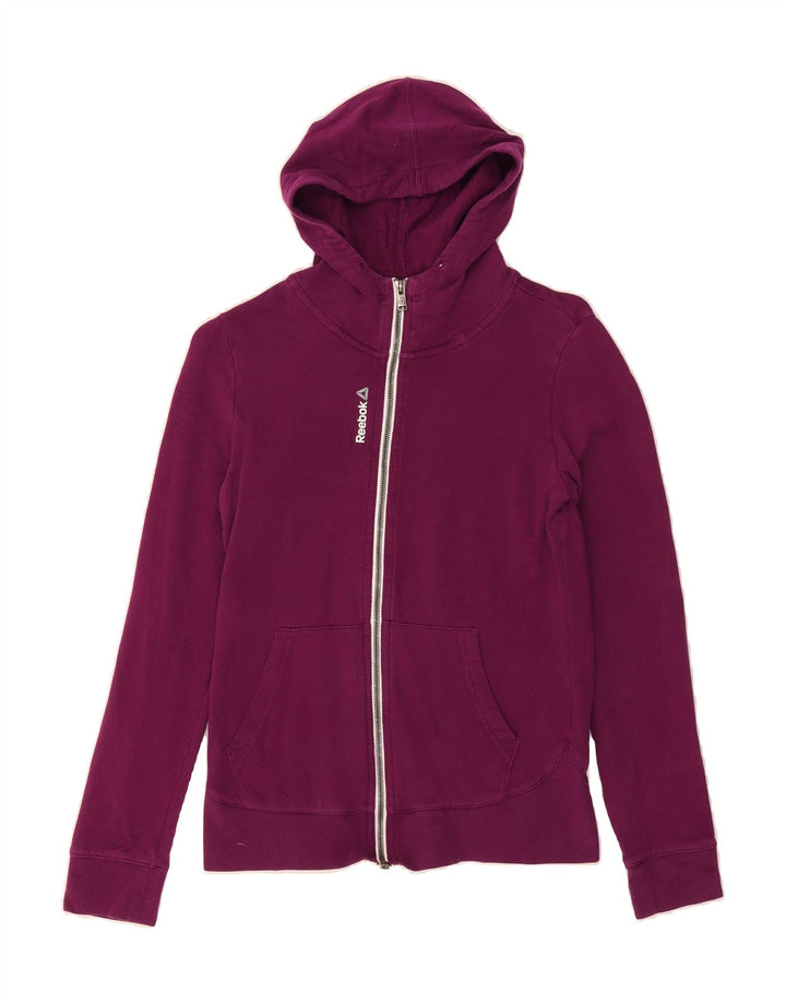 REEBOK Womens Zip Hoodie Sweater UK 6 XS Purple Cotton Vintage Reebok and Second-Hand Reebok from Messina Hembry 