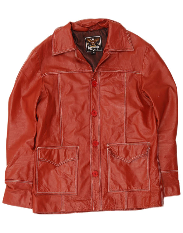 Jaqueta de couro feminina vintage UK 38 vermelho médio