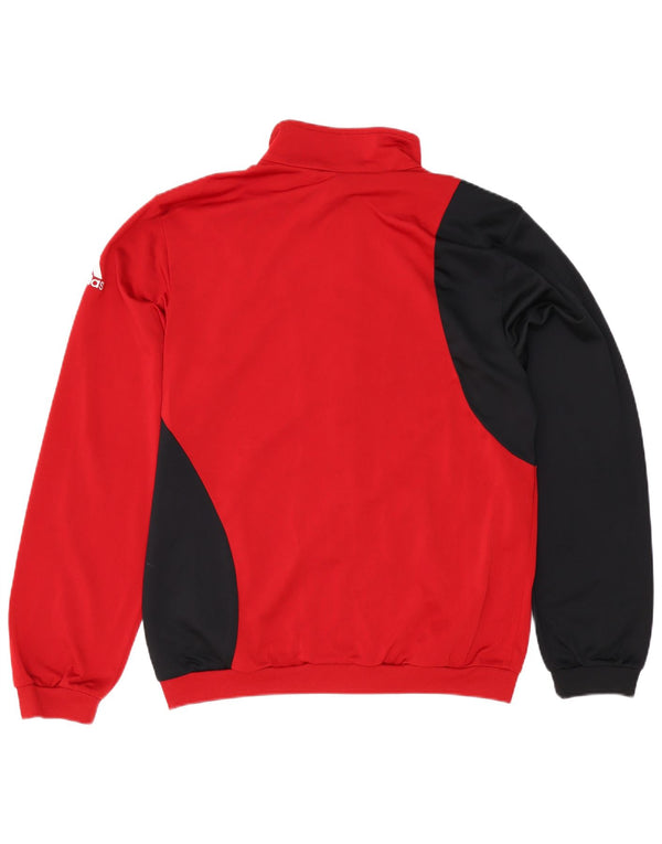 Adidas Mens Tracksuit Top Jacket UK 40/42 Médio Vermelho Colorblock Poliéster
