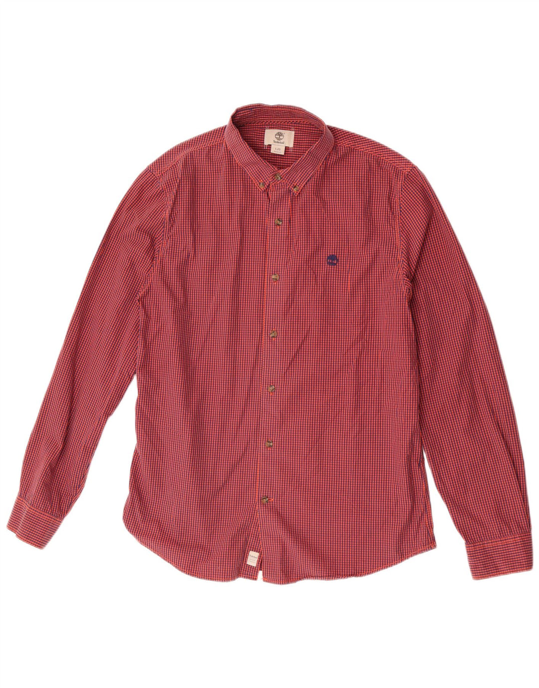 Timberland Mens Slim Fit Camisa Grande Gingham Vermelho