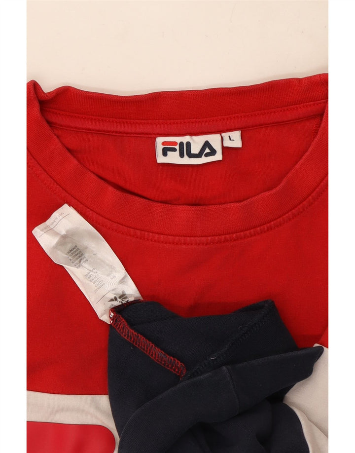 Fila moletom gráfico feminino jumper UK 16 grande bloco colorido multicolorido