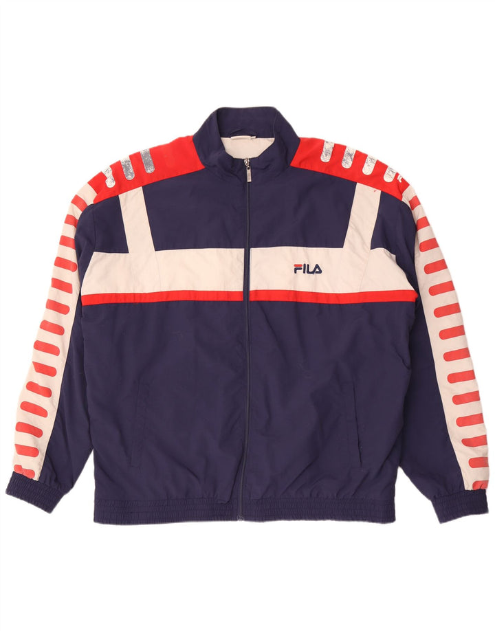 Fila Mens Graphic Tracksuit Top Jacket 2XL Azul marinho Colourblock Poliéster