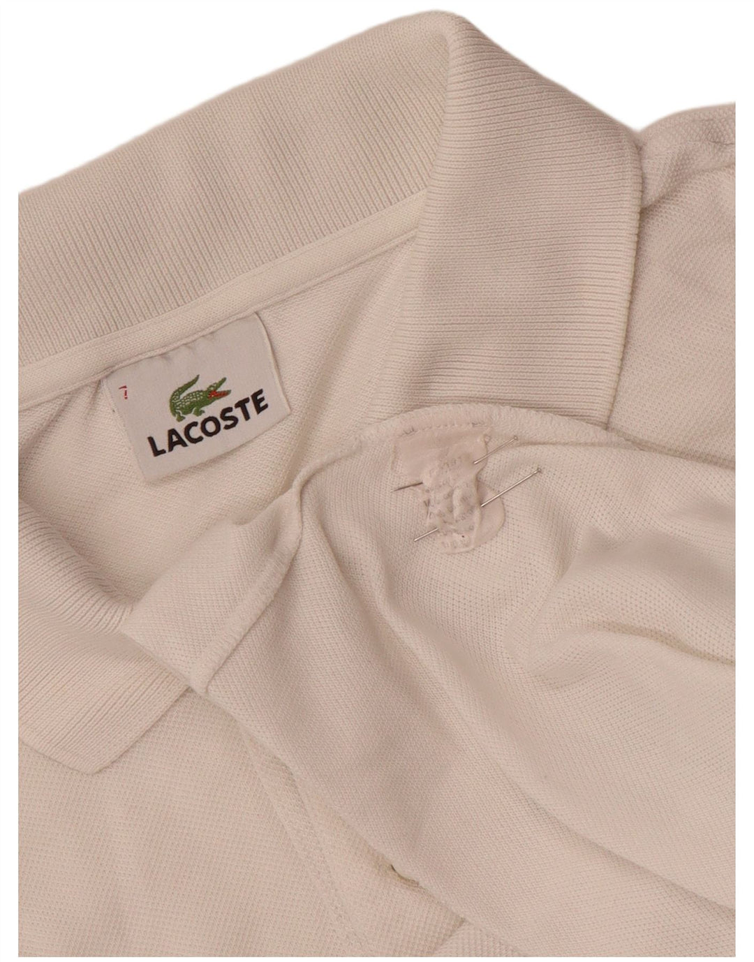 Camisa polo masculina Lacoste tamanho 7 2XL algodão branco